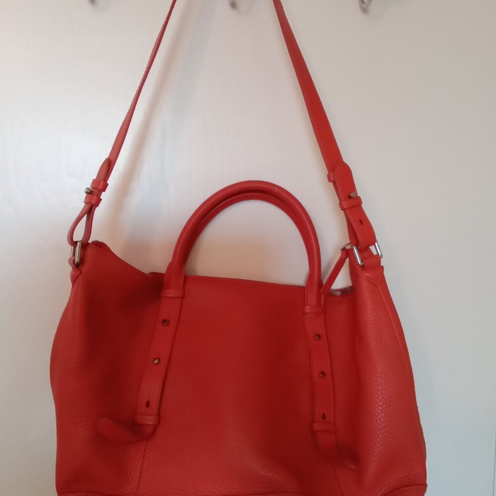 Mackage, large orange red, adjustable straps purse.